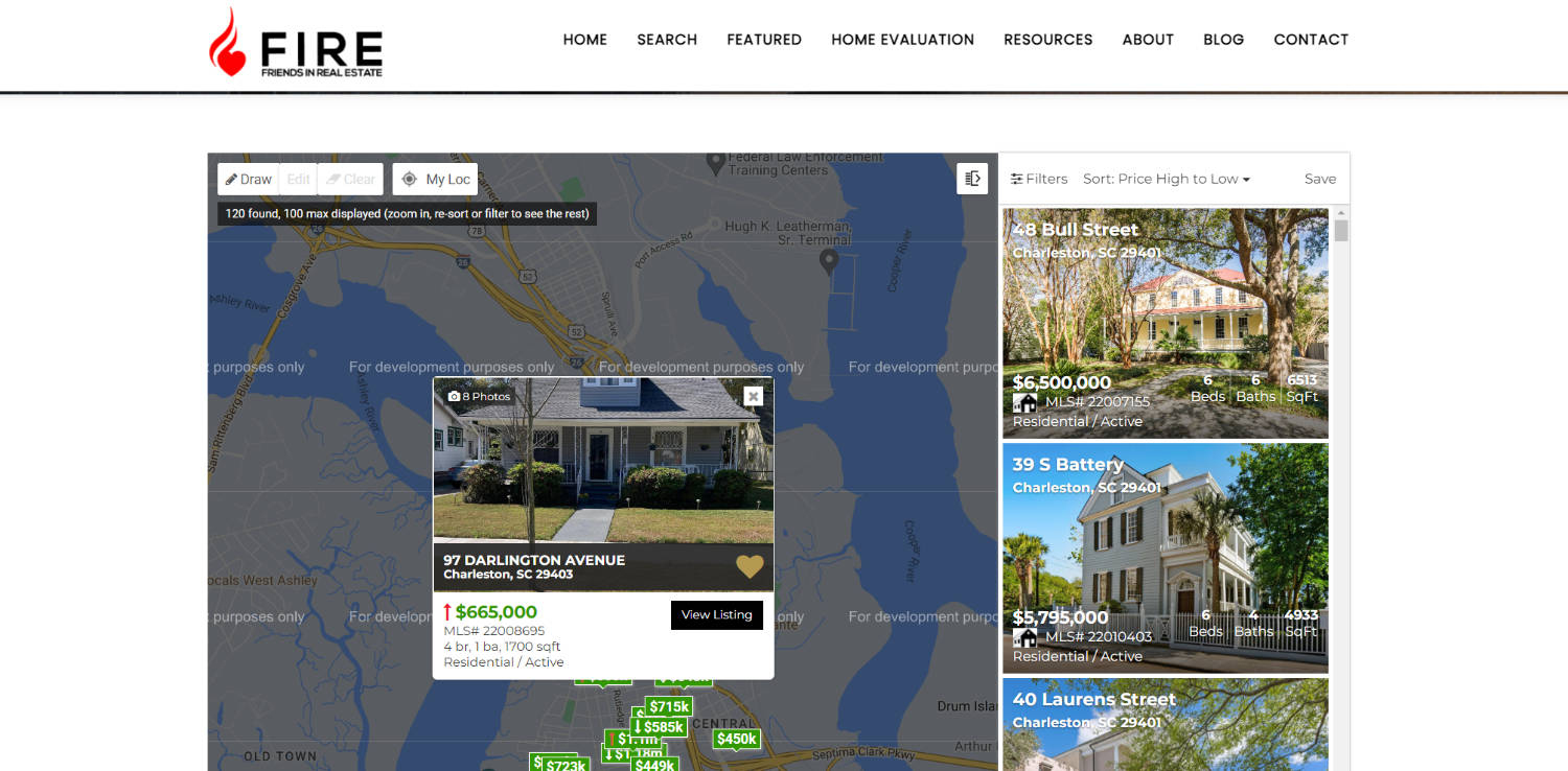 MLS IDX Real Estate Sires Map Search Charleston